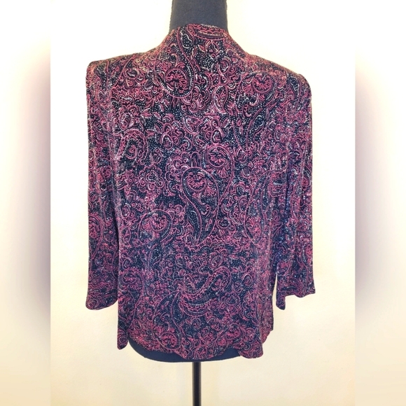 Alex Evenings Petite Vintage Red Sparkly Paisley Jacket Set Sz Petite Medium - Picture 4 of 12
